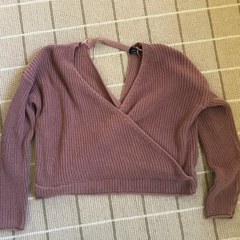 Dusty Rose Deep V-Neck Sweater